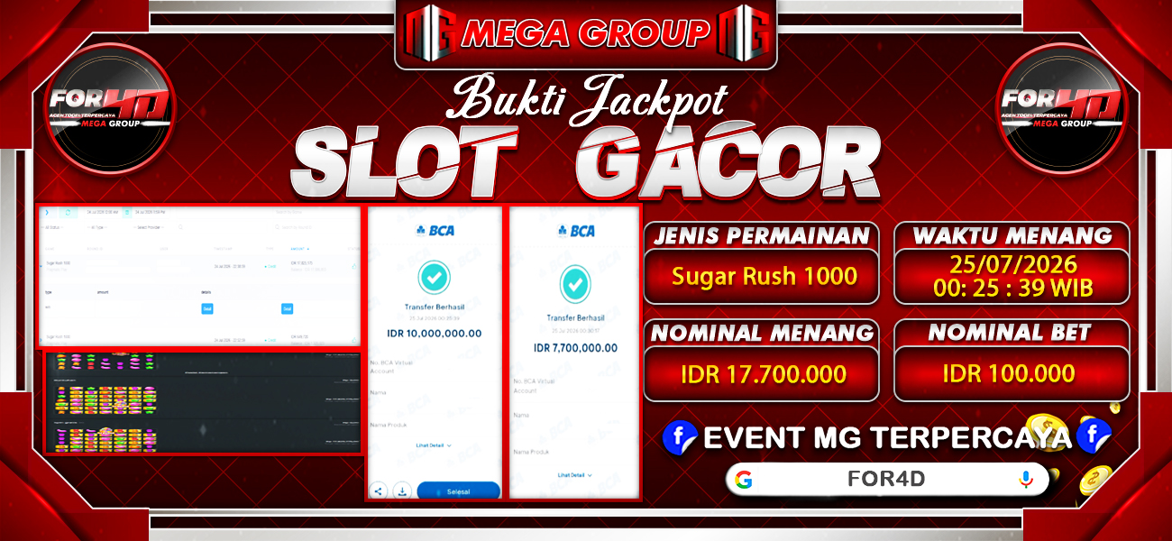 Bukti JP situs For4D hari Sabtu, 25 Juli 2026