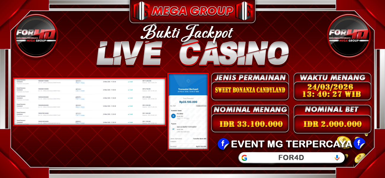 Bukti JP situs For4D hari Selasa, 24 Maret 2026